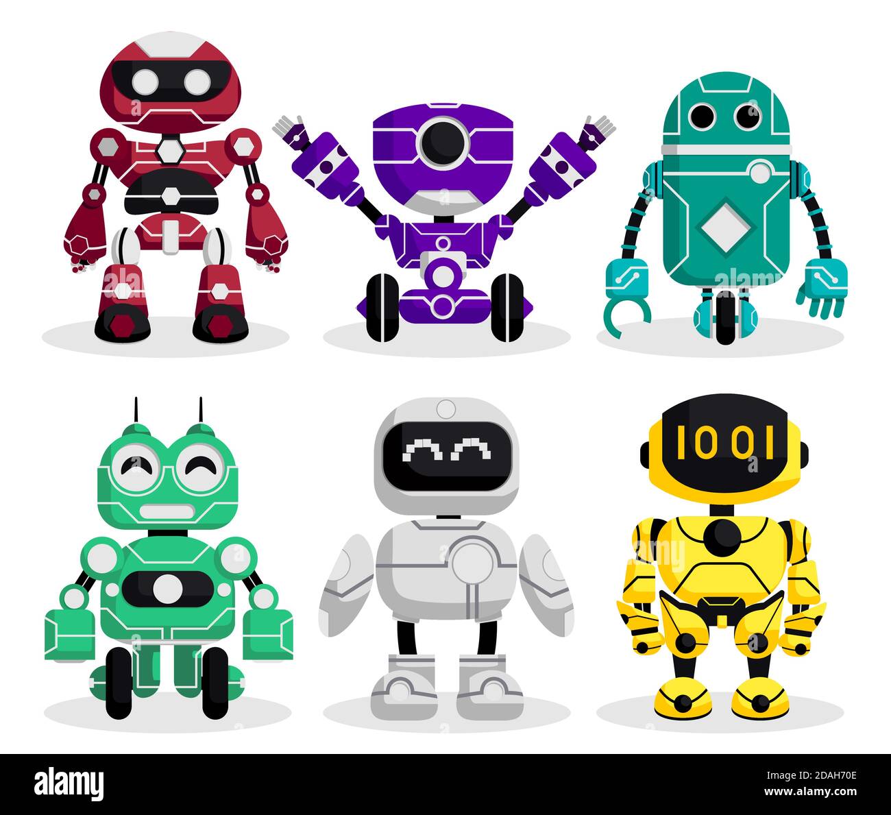Robot characters vector set. Robotic character with modern technology  cyborg and android robots design isolated in white background Stock Vector  Image & Art - Alamy