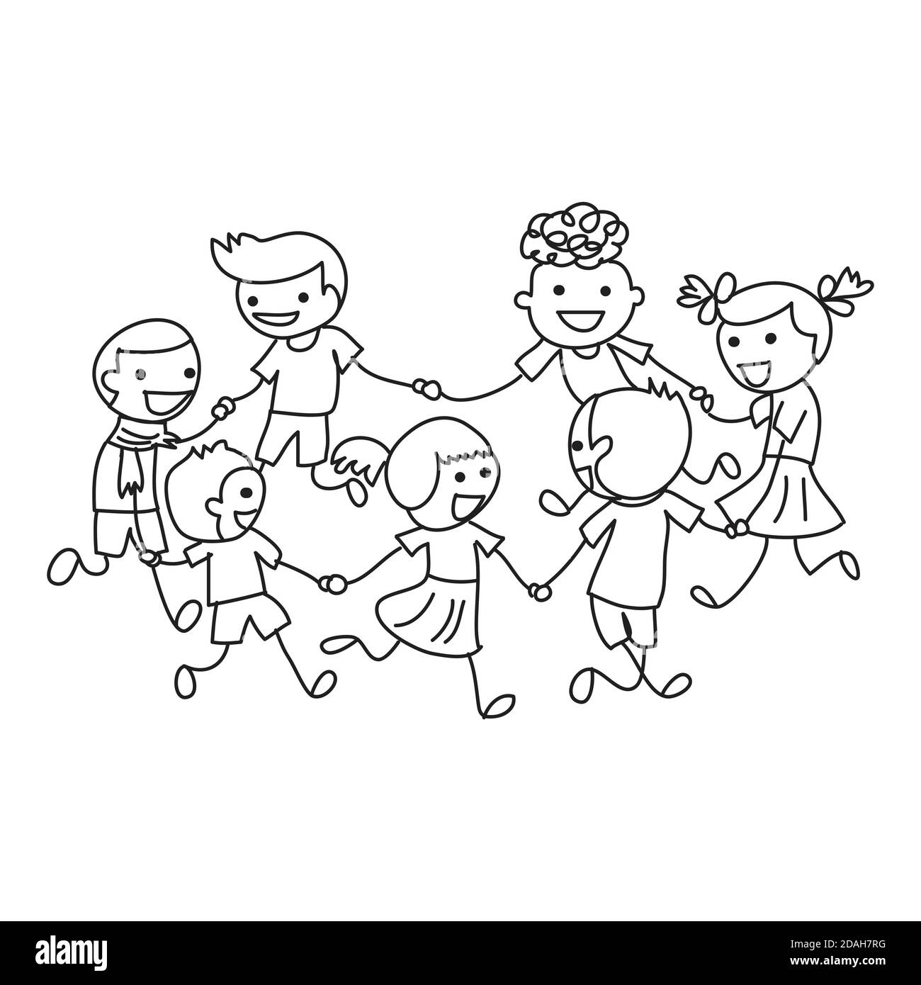 Children Playing On Playground Doodle Stock Illustration - Download Image  Now - Child, Childhood, Line Art - iStock