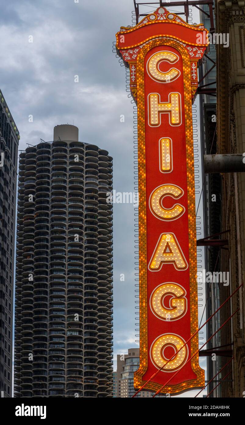 Chicago theater sign Stock Photo