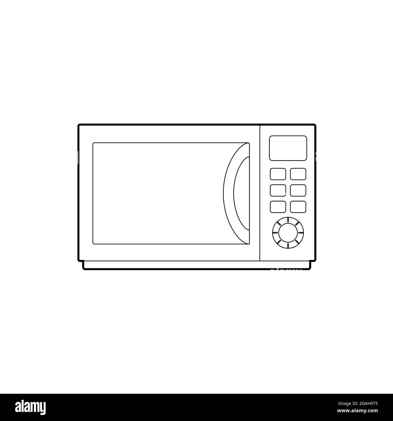 Outline cartoon microwave icon. Vintage kitchen appliances. The object is separate from the background. Vector contour element for logos, icons, infog Stock Vector