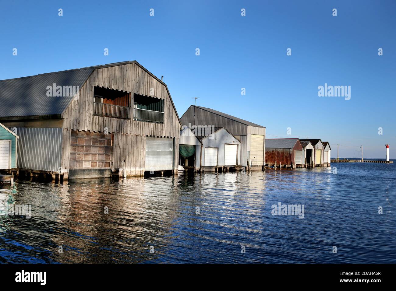 Nov 12 2020 Port Rowan Harbour Ontario Canada, Boat Houses along Lake