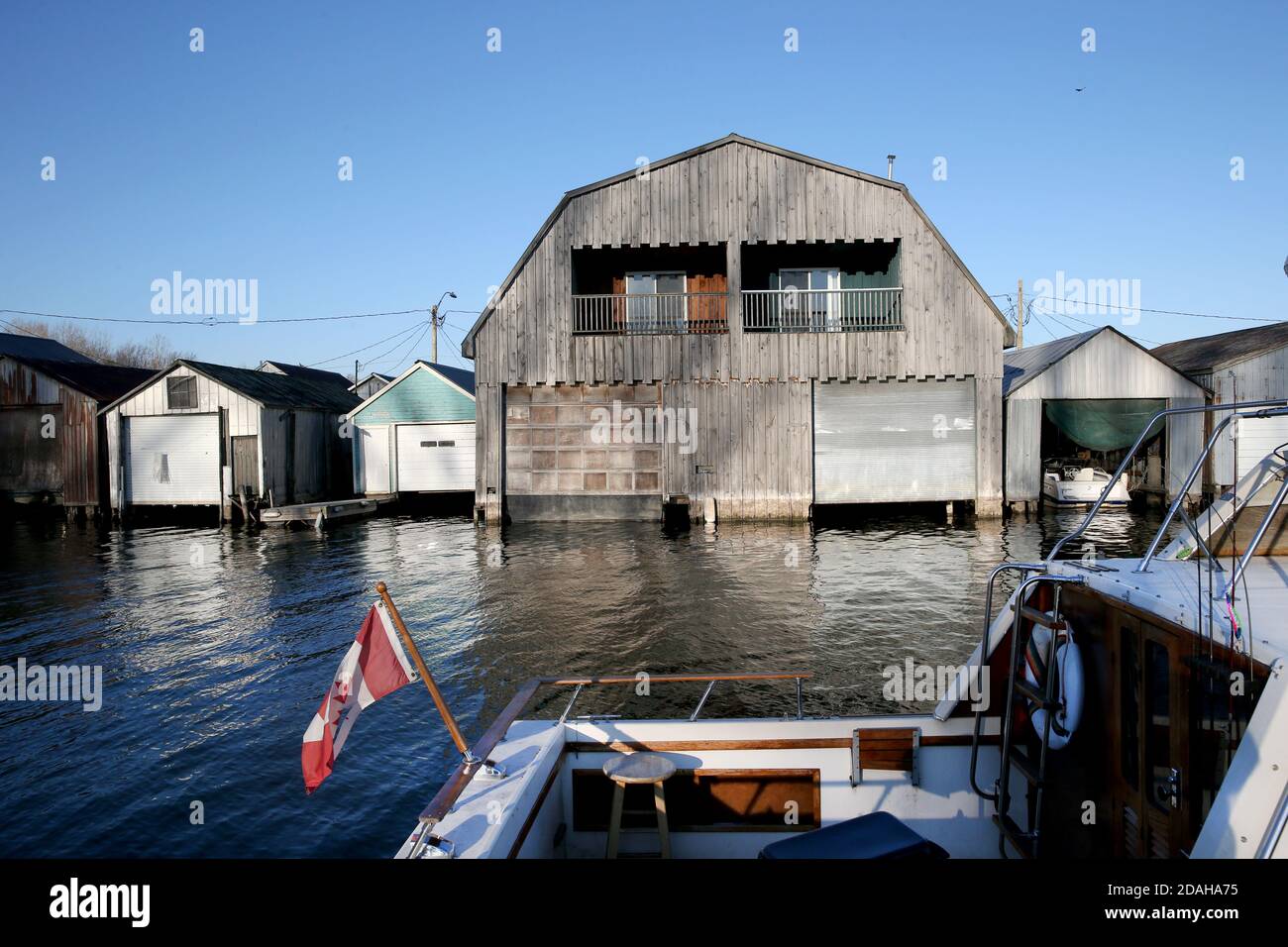 Nov 12 2020 Port Rowan Harbour Ontario Canada, Boat Houses along Lake