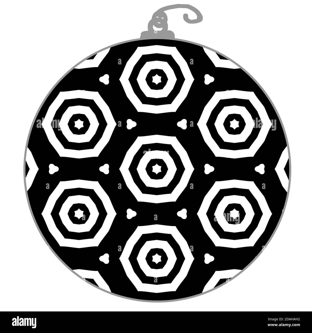 Black and white Christmas decoration with op art repeating pattern Stock Photo
