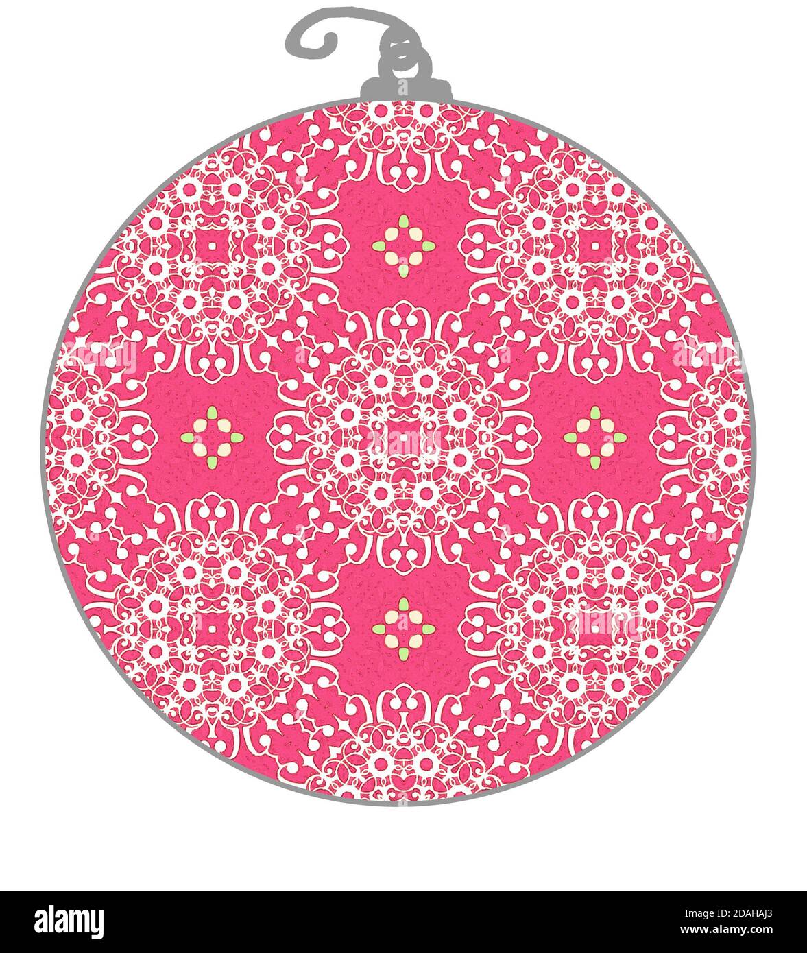 Pink lacey Christmas decoration traditional ornament style illustration Stock Photo