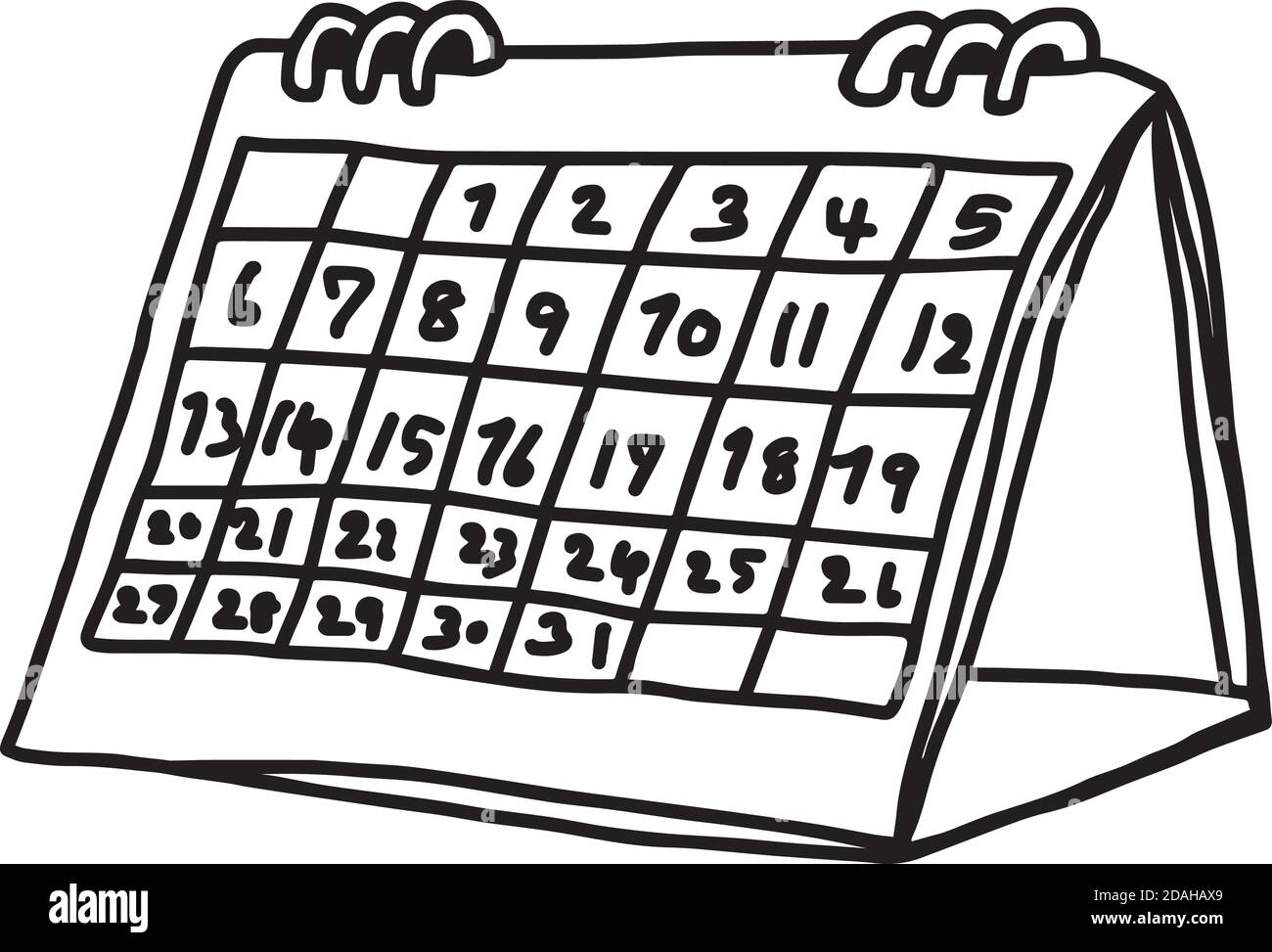 vector illustration hand drawn sketch of desk spiral calendar isolated