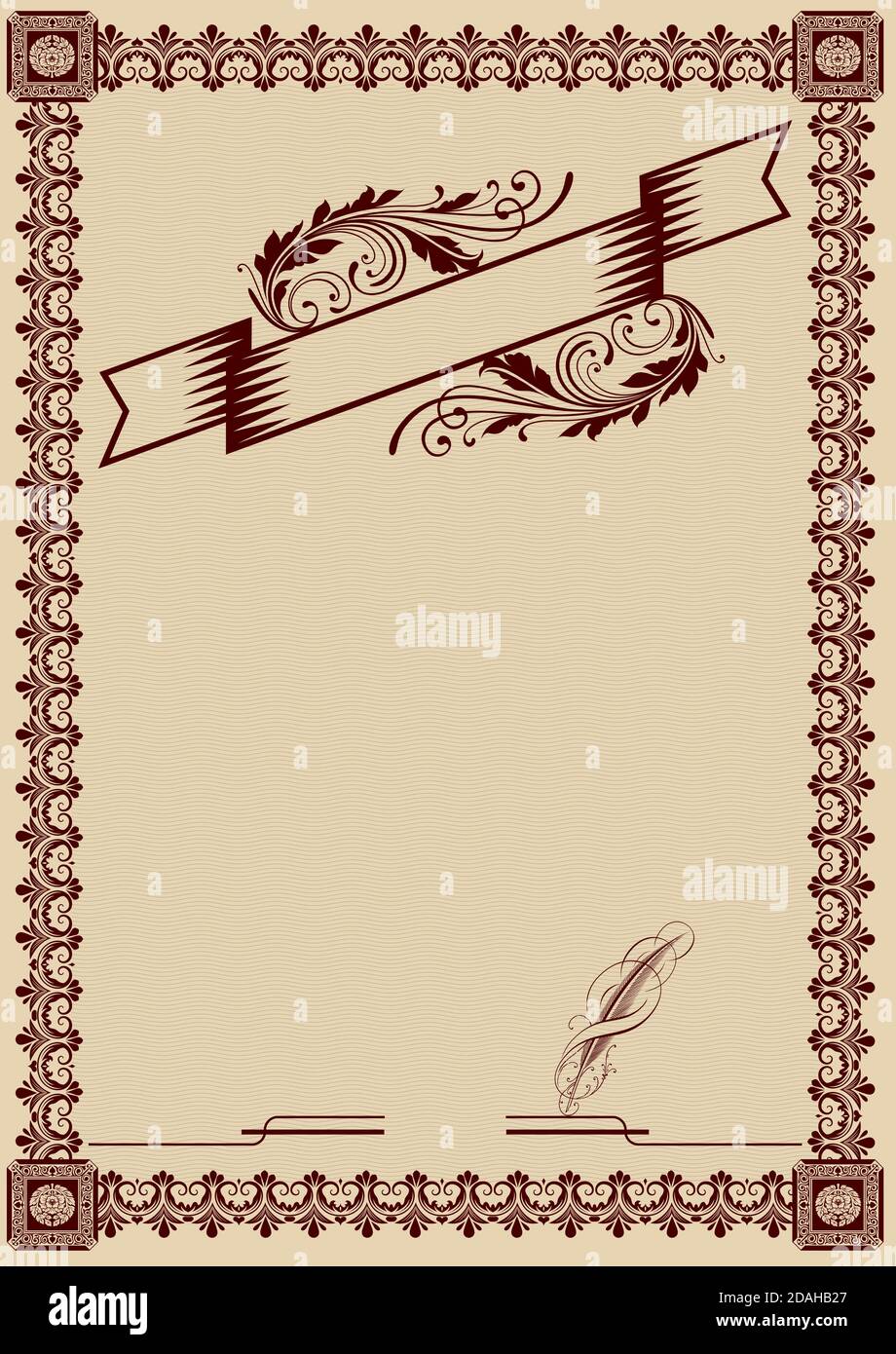 Vintage border and decorative elements for design.Vintage style certificate  or diploma template Stock Photo - Alamy