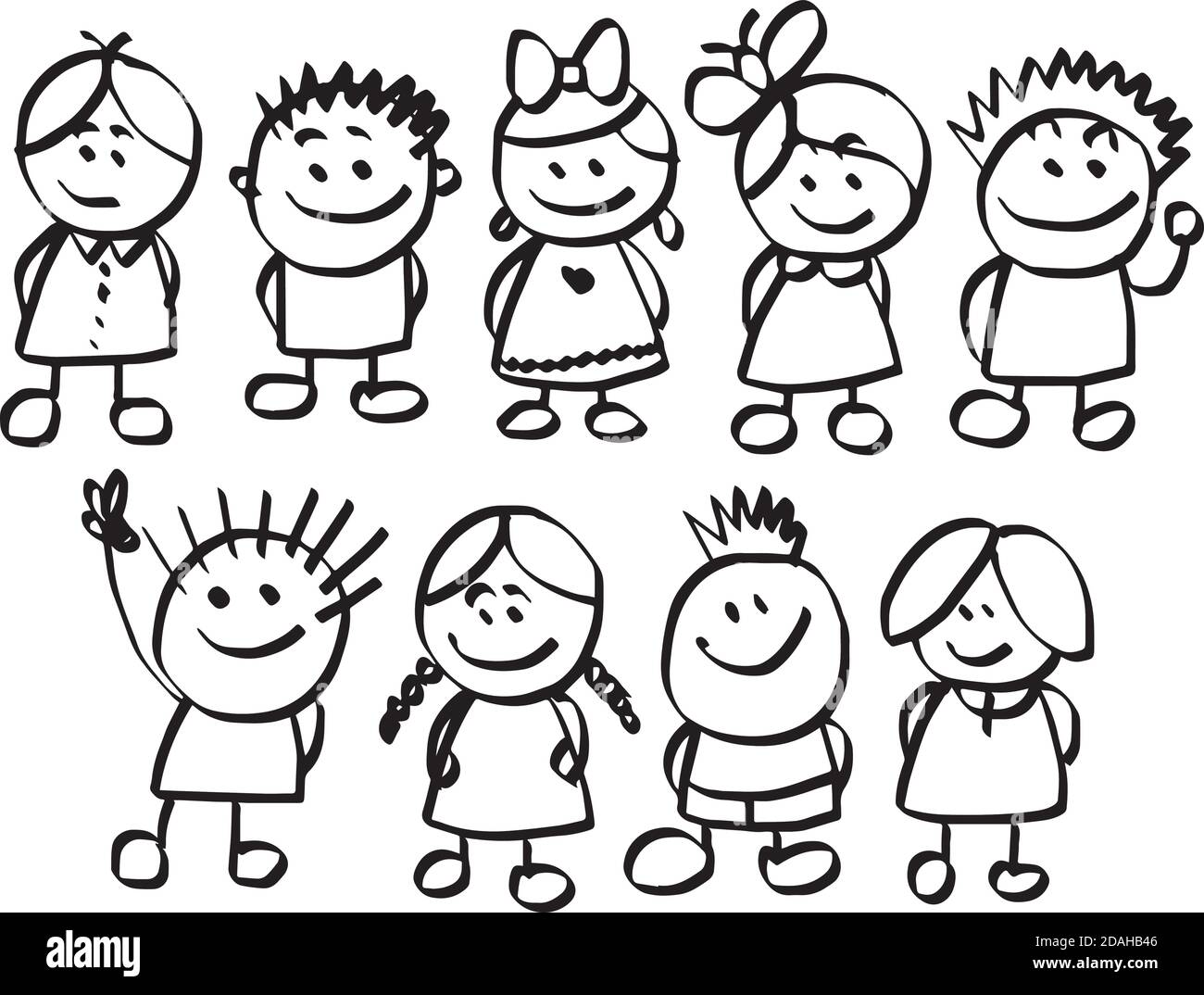 illustration vector hand drawn doodle of set children icon isolated on ...