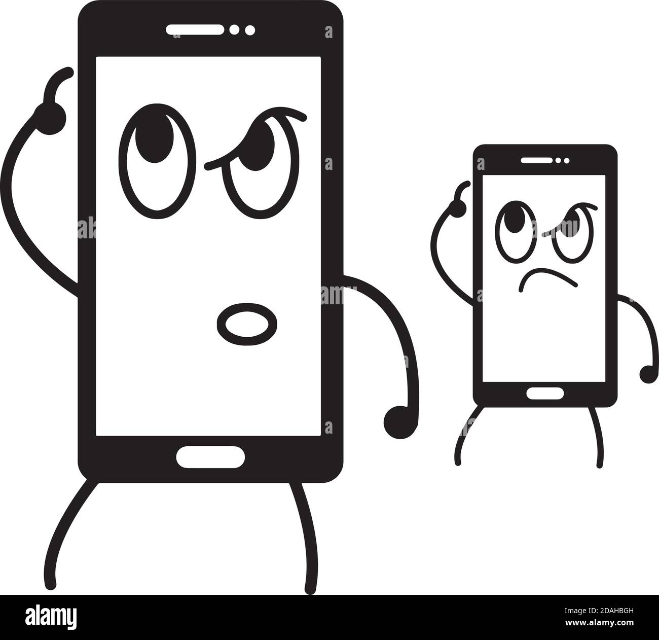 illustration vector of mobile phone with curious face, curiosity concept Stock Vector