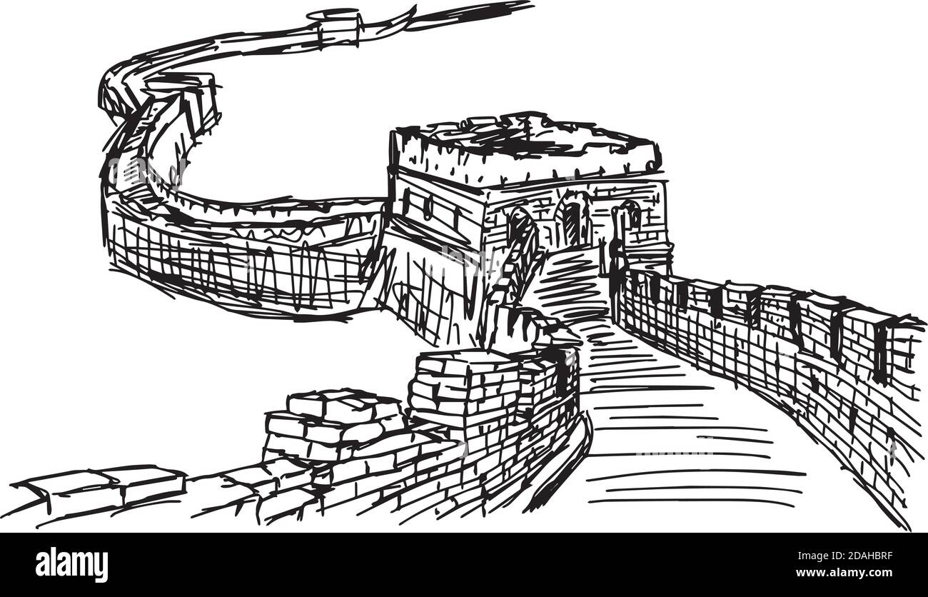illustration vector doodle hand drawn of sketch the Great Wall isolated