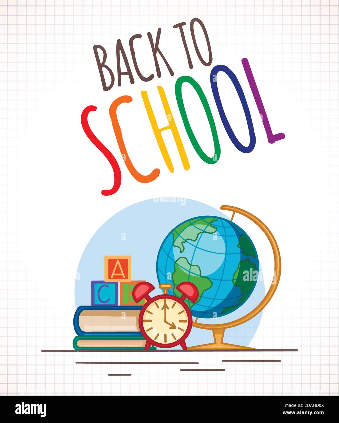 Back to school. Vertical banner with contour illustration of books ...