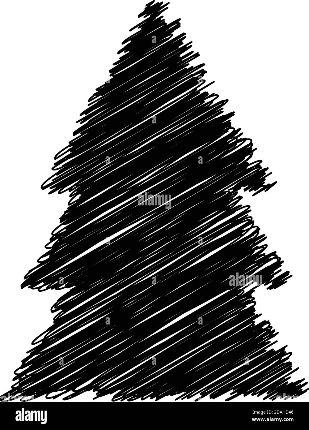 Silhouette scribble icon of Christmas tree, simple geometric vector design, symbol of firtree