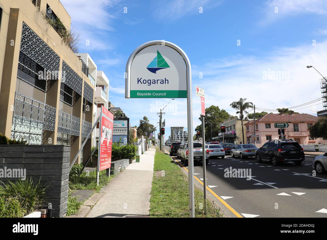 Bayside Council Kogarah sign on the Princes Highway, Sydney, NSW