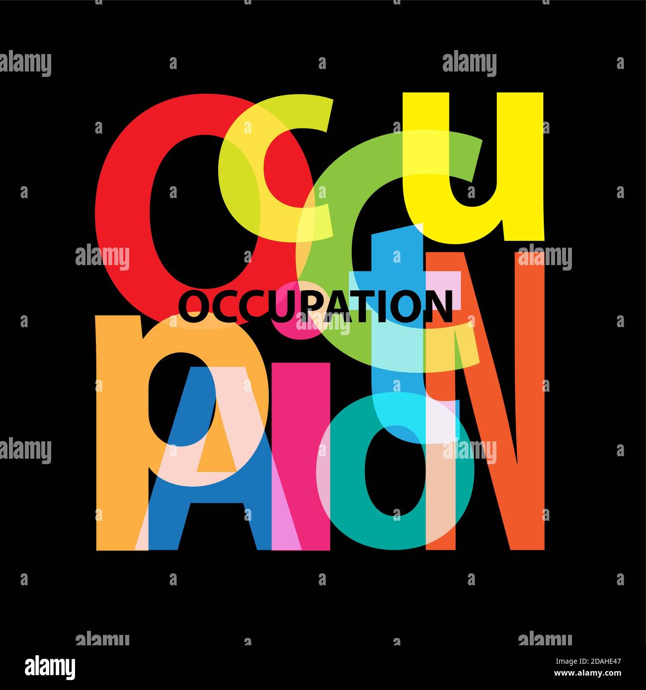 Vector Occupation. Broken text Stock Vector