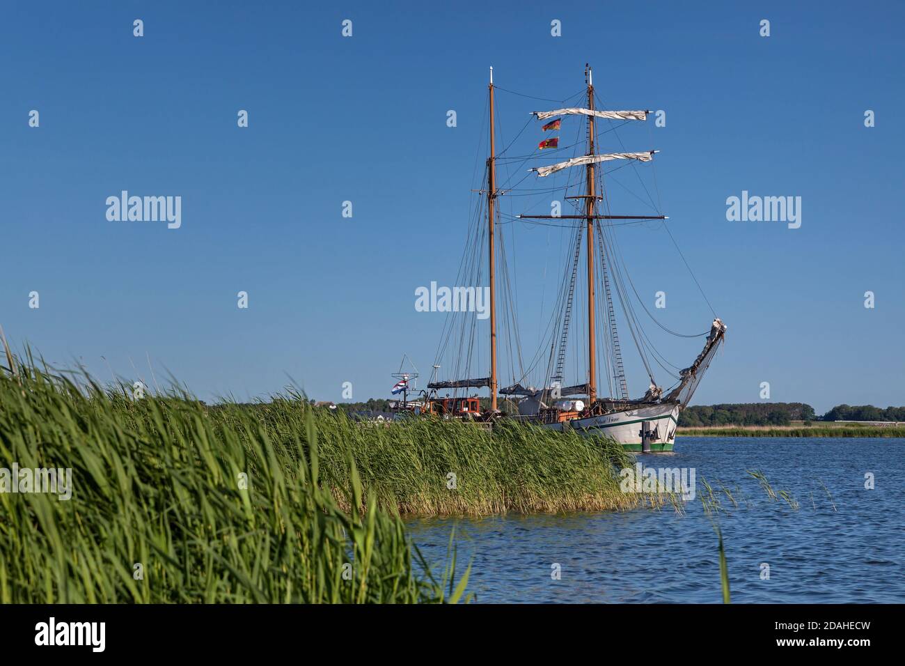 geography / travel, Germany, Mecklenburg-West Pomerania, Neppermin, schooner 'Weisse Duene' on the Szc, Additional-Rights-Clearance-Info-Not-Available Stock Photo