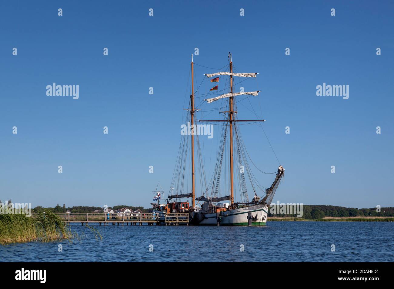 geography / travel, Germany, Mecklenburg-West Pomerania, Neppermin, schooner 'Weisse Duene' on the Szc, Additional-Rights-Clearance-Info-Not-Available Stock Photo