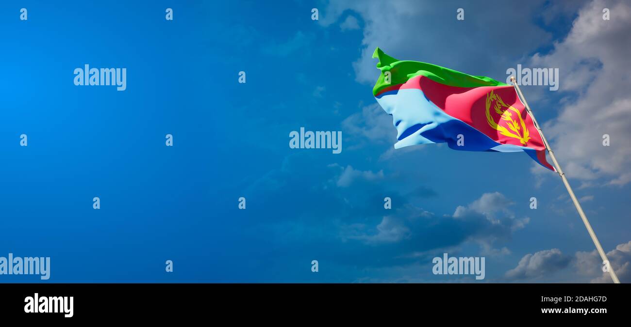 Beautiful national state flag of Eritrea with blank space. Eritrea flag ...