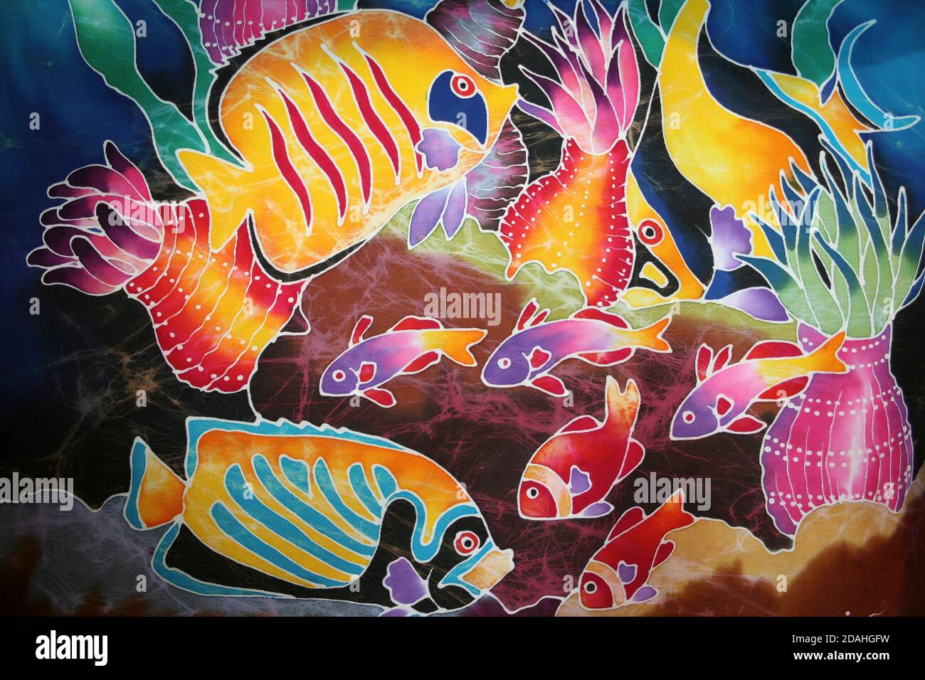 Malaysian Tropical Reef Batik Stock Photo