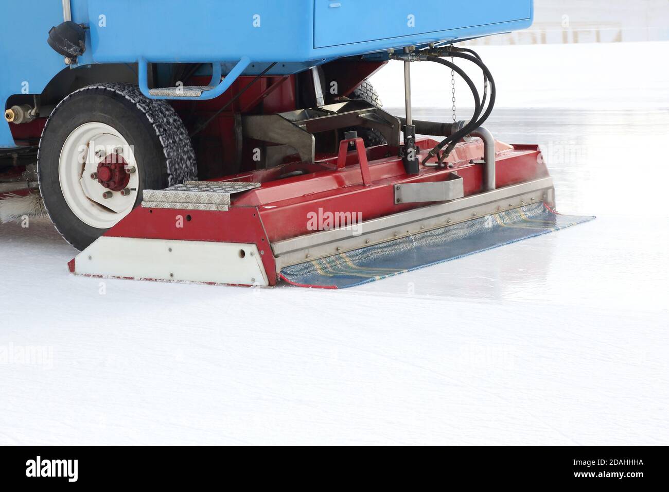 special machine ice harvester cleans the ice rink Stock Photo Alamy