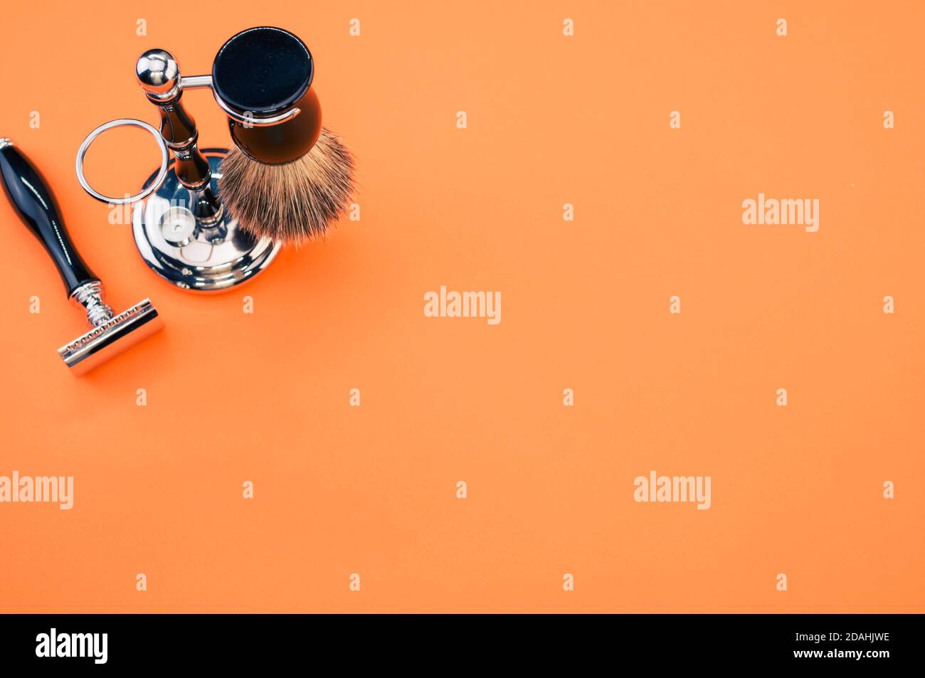 Shaving kit with copy space Stock Photo Alamy