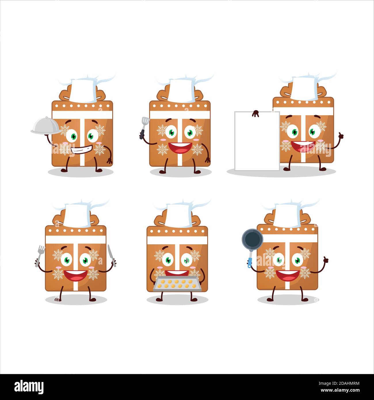 Cartoon character of gift cookies with various chef emoticons Stock ...