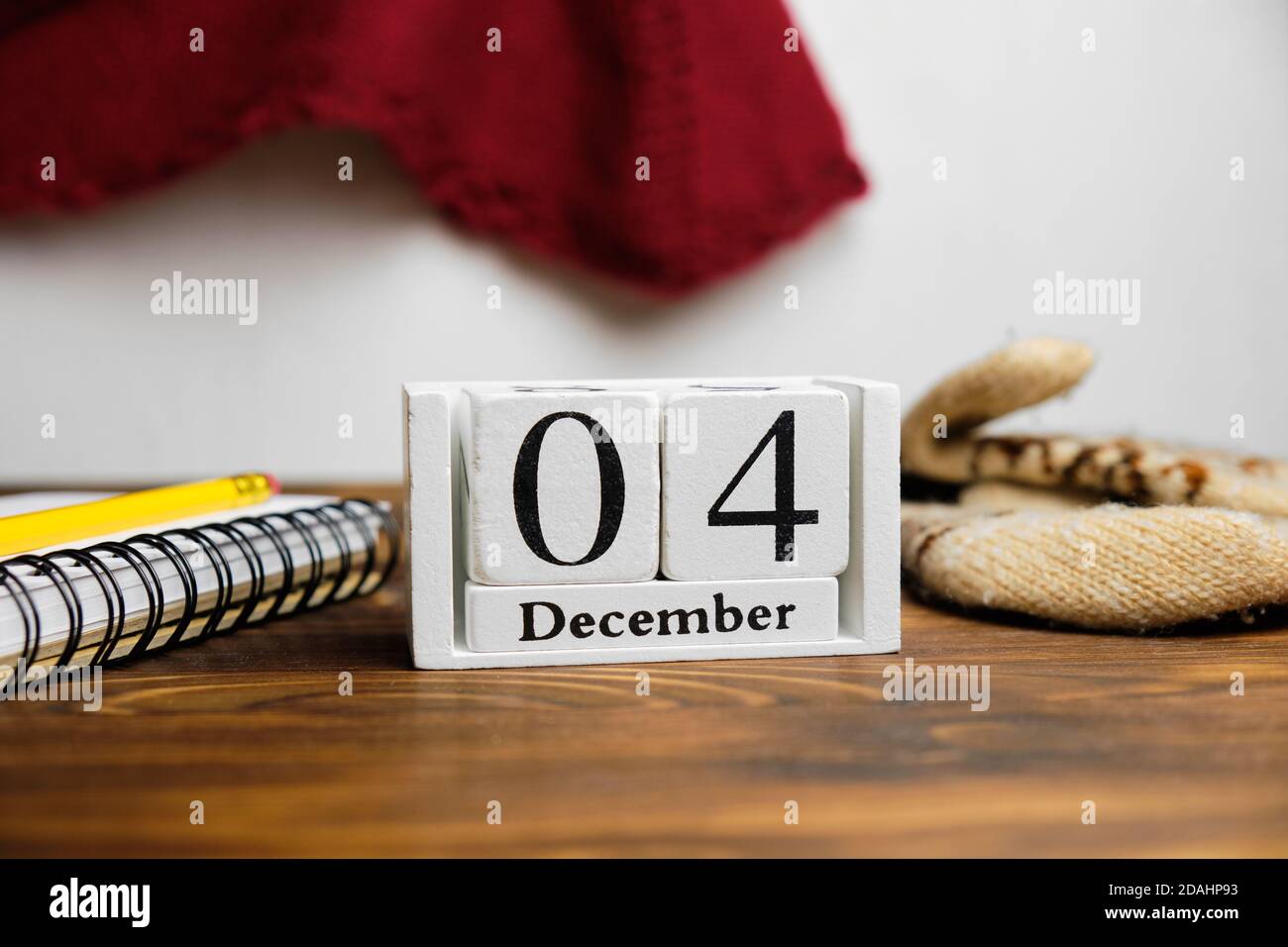 fourth day of winter month calendar december. Stock Photo