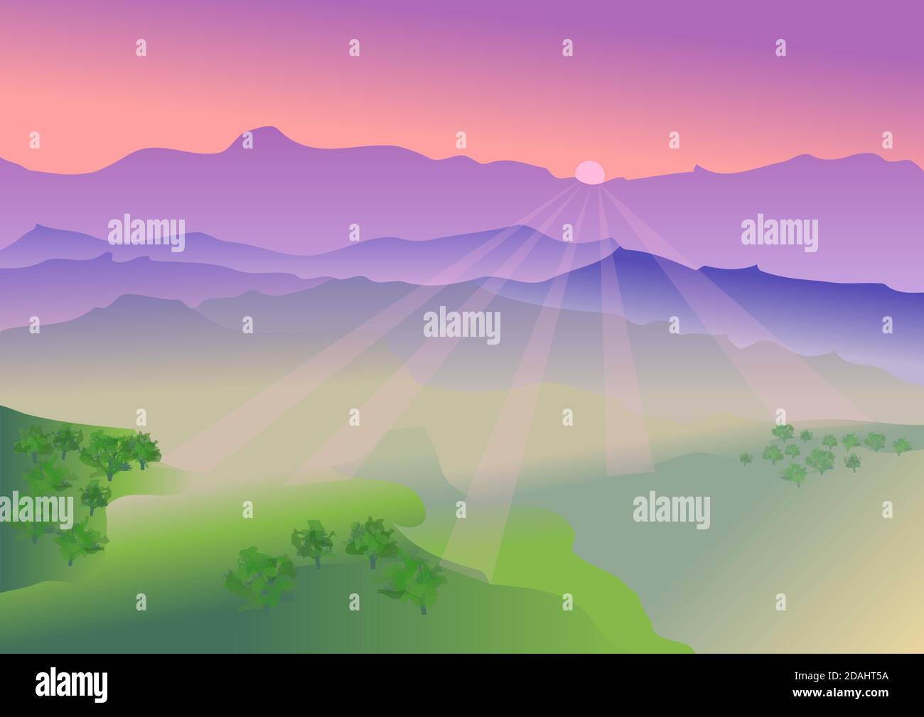 landscape vector illustration. Abstract meadow landscape Stock Vector
