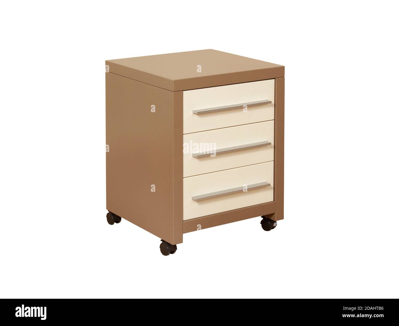 Rolling nightstand with drawers isolated on a white background Stock