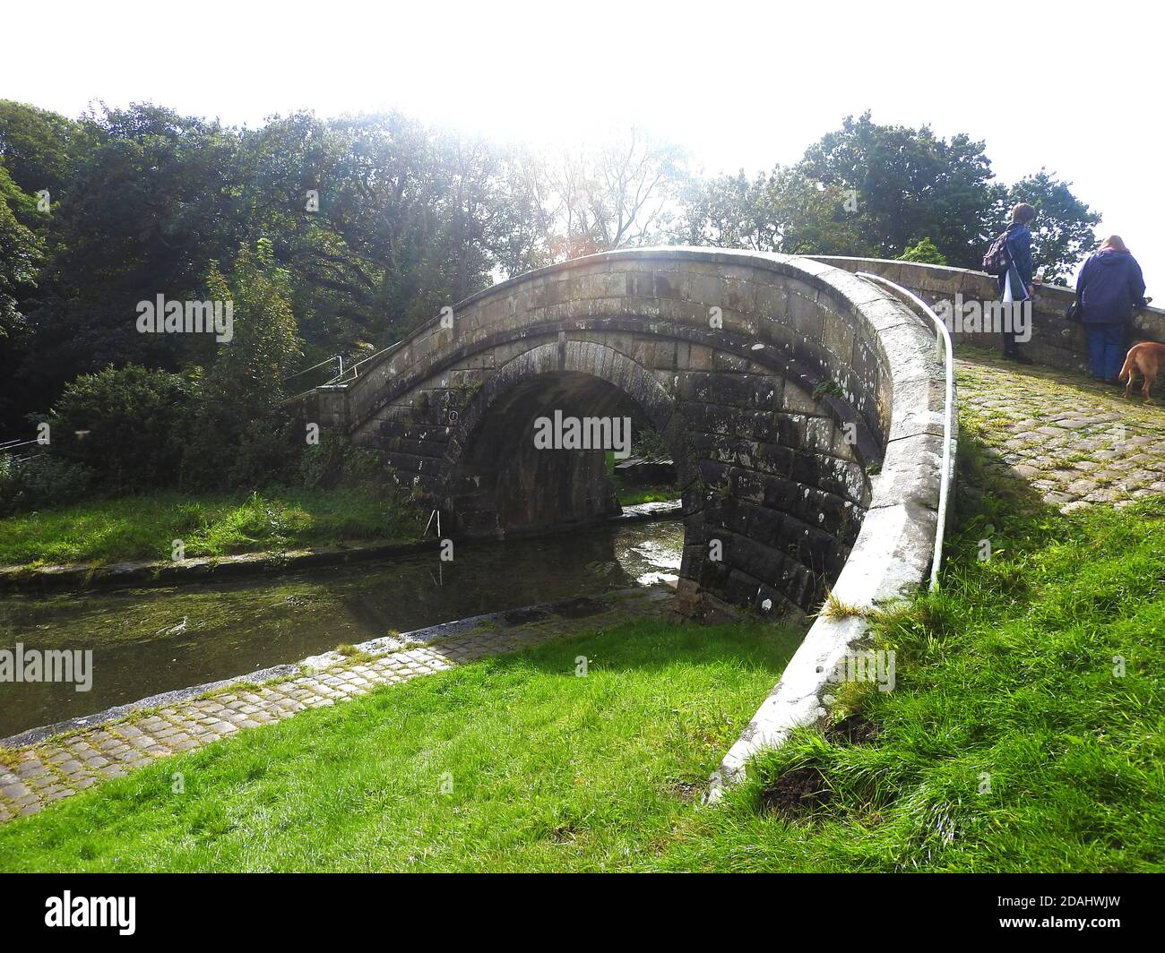 British Canal System -Glasson Branch of Lancaster Canal,  England, UK --------  Glasson Top 1st bridge,in September 2020.  - Stock Photo