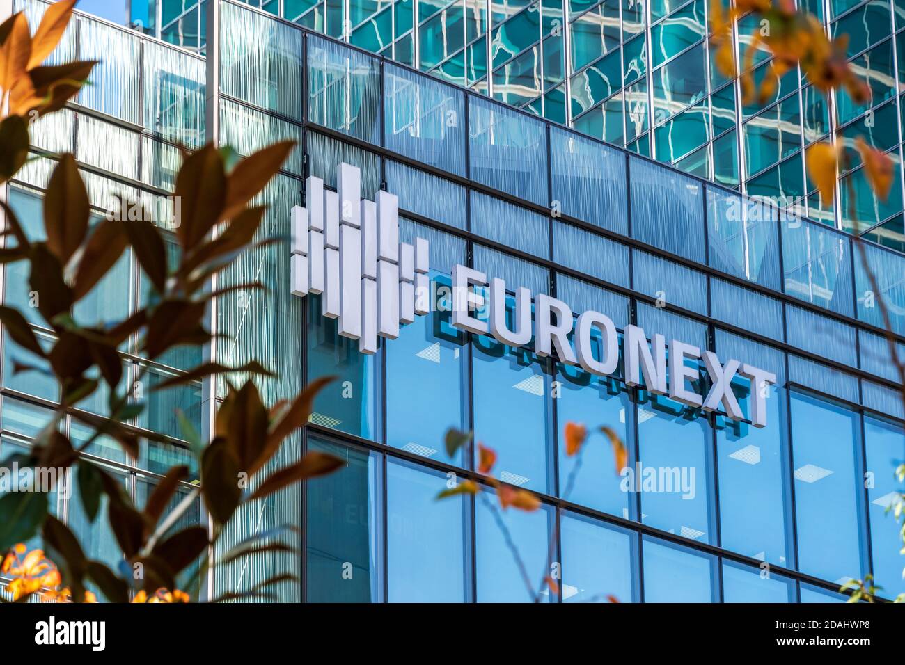 Courbevoie, France - November 12, 2020: Exterior view of the Euronext building in the business district of Paris La Défense Stock Photo