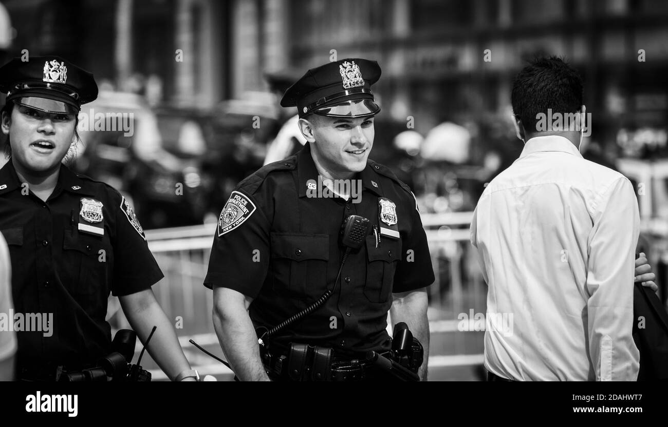 NEW YORK, USA Sep 21, 2017 Police officers performing his duties on