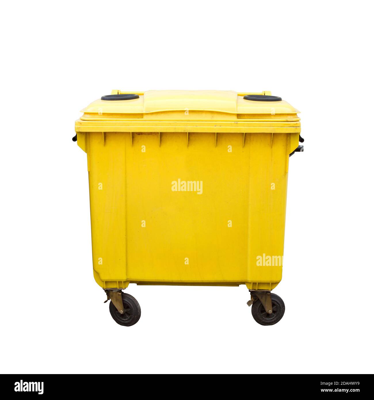 Yellow waste container isolated on a white background ecology concept