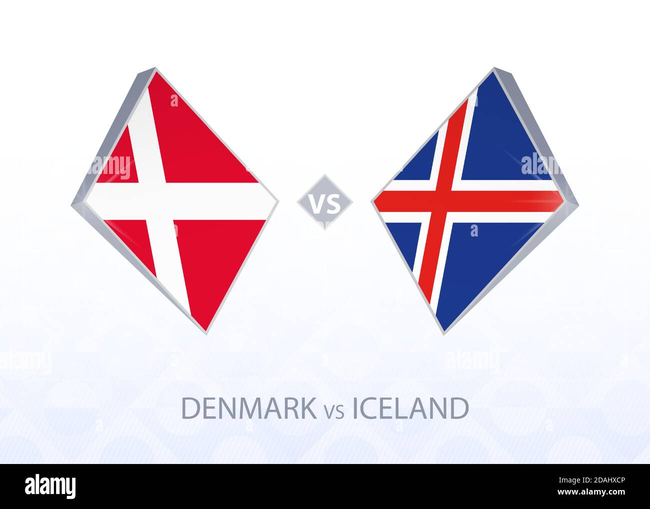 Europe football competition Denmark vs Iceland, League A, Group 2. Vector illustration. Stock Vector
