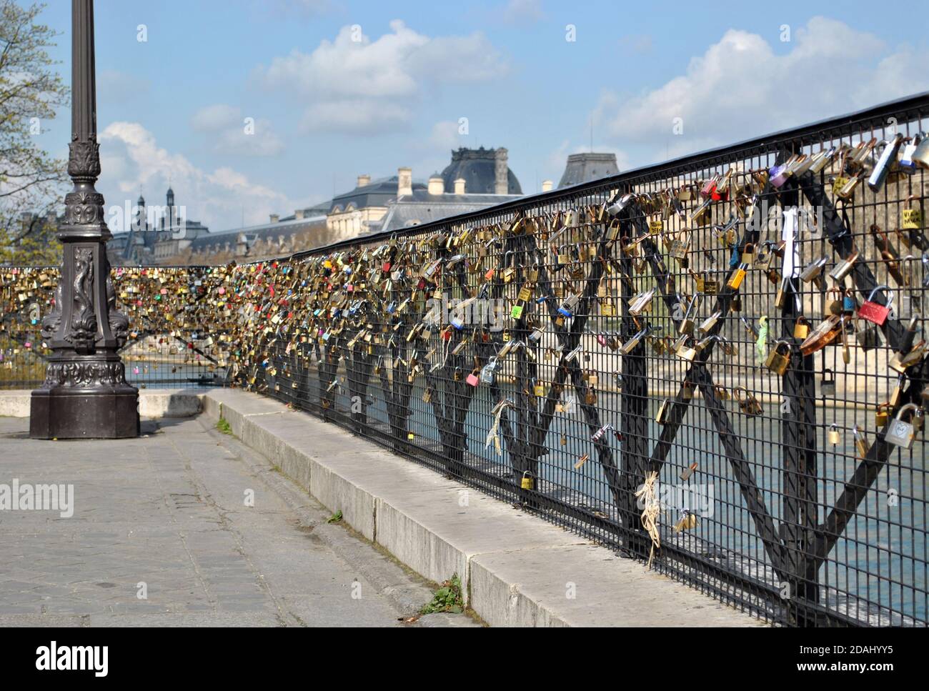 many castles on the railing of the bridge in Paris Stock Photo - Alamy
