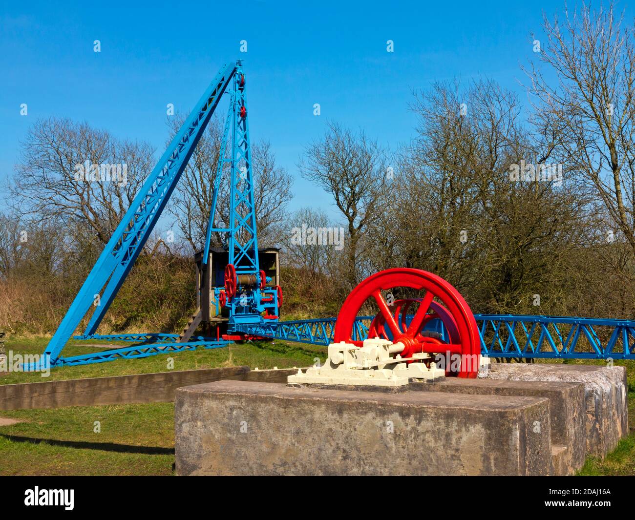 Old quarrying equipment on display at Teggs Nose Country Park near Macclesfield in East Cheshire England UK Stock Photo