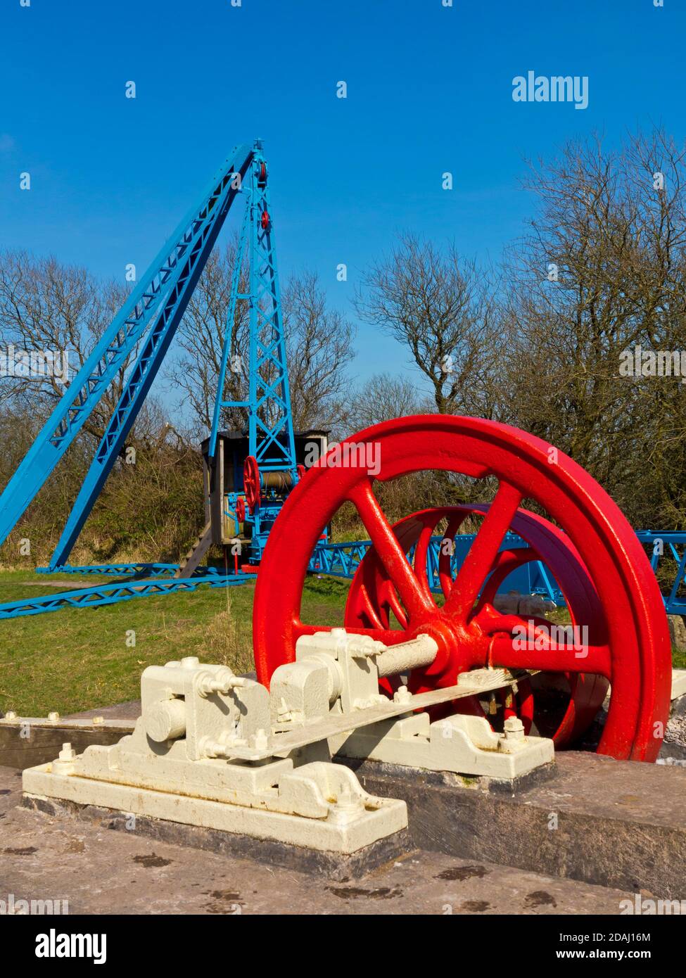Old quarrying equipment on display at Teggs Nose Country Park near Macclesfield in East Cheshire England UK Stock Photo