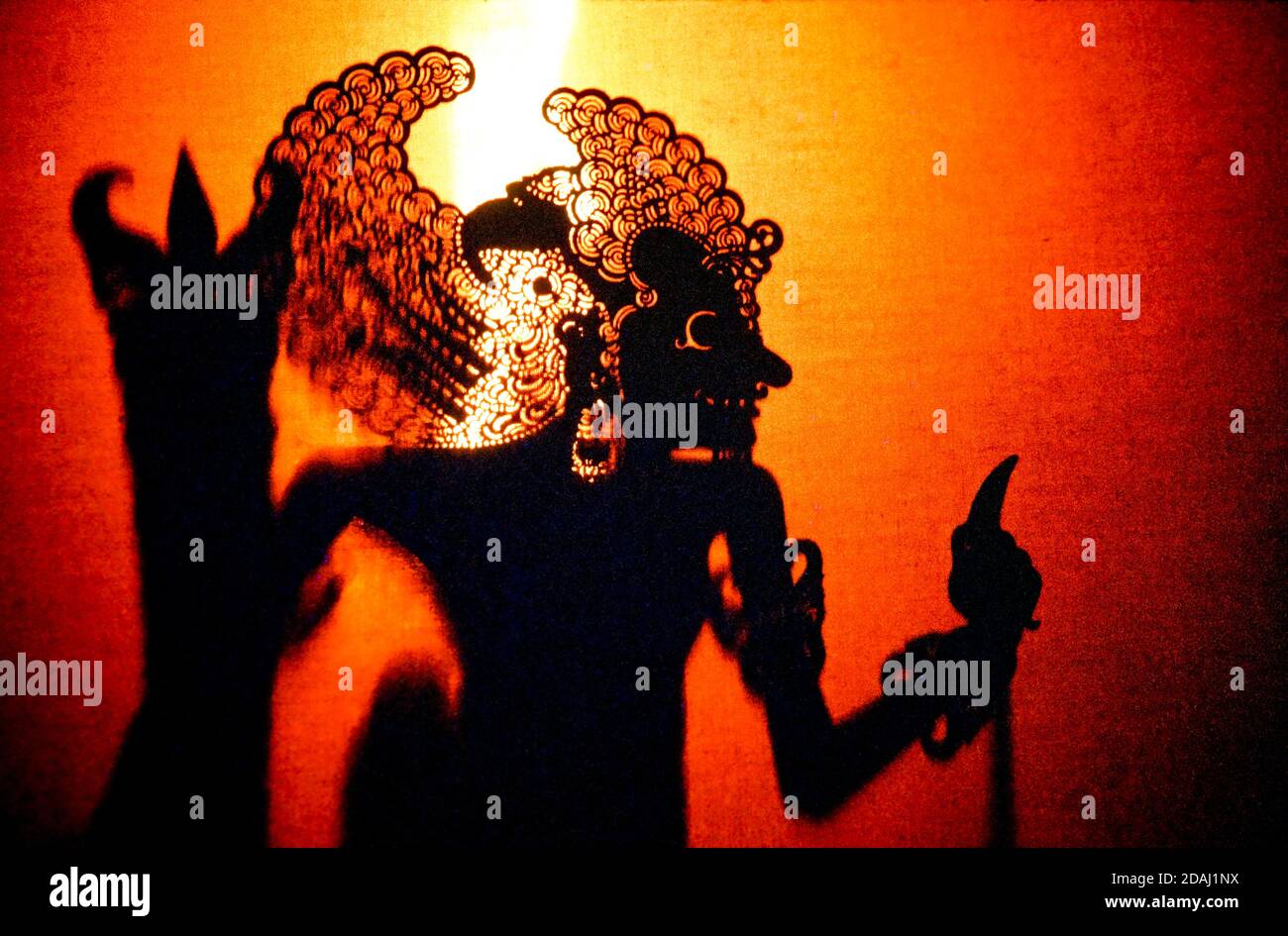 Balinese shadow puppet show at an Art Centre. Denpasar, Bali, Indonesia, South-East Asia Stock Photo