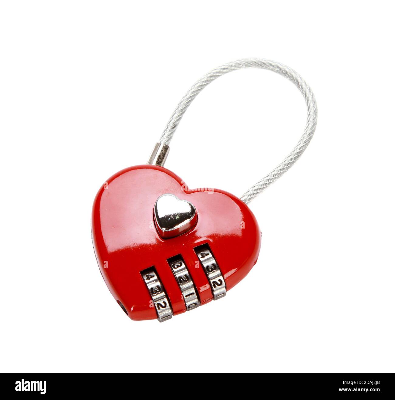 Heart-shaped combination padlock isolated on white background Stock Photo