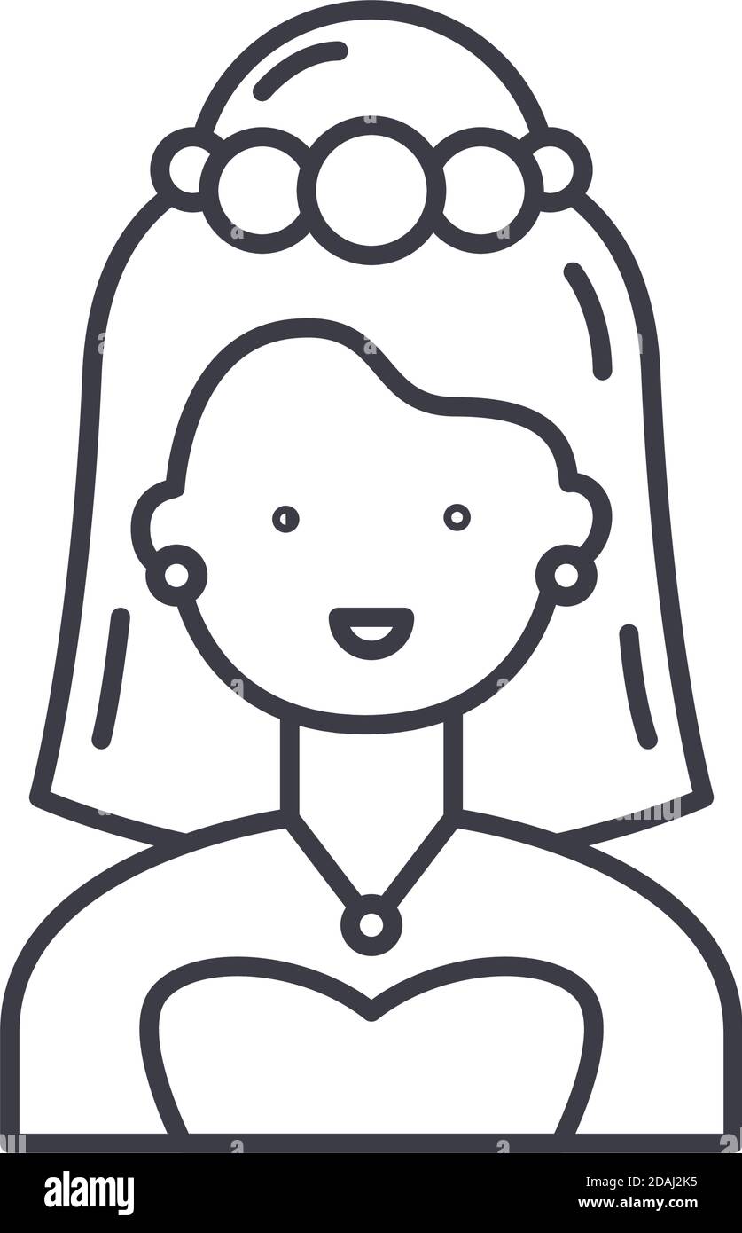 Bride concept icon, linear isolated illustration, thin line vector, web ...