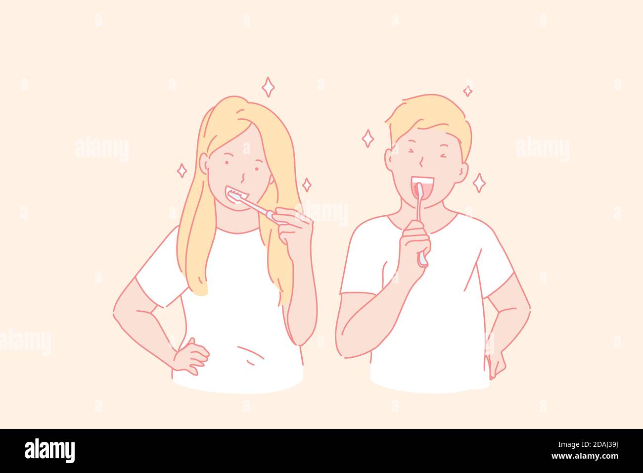 Teeth cleaning, healthy habit, healthcare concept Stock Vector Image ...