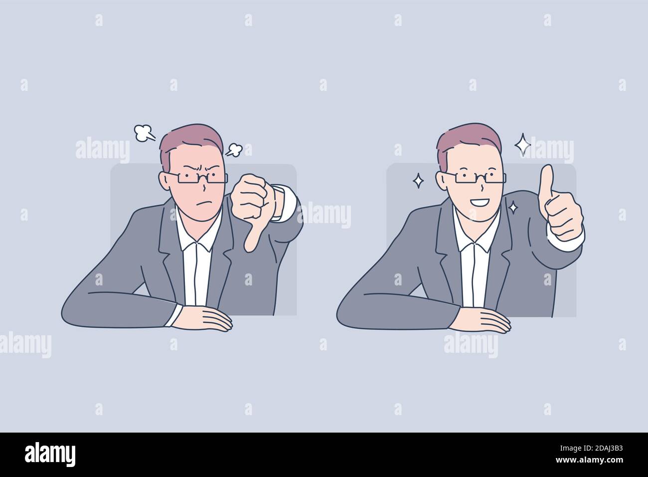 Positive and negative emotion, failure and success, bad and good mood ...