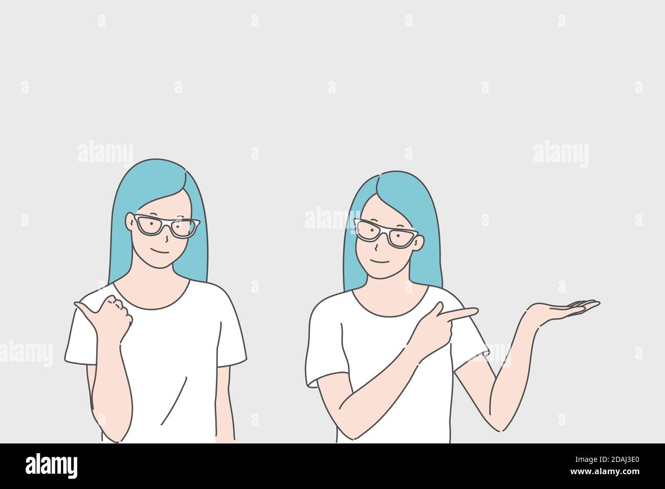 Left and right direction, opposite sides, comparing concept Stock