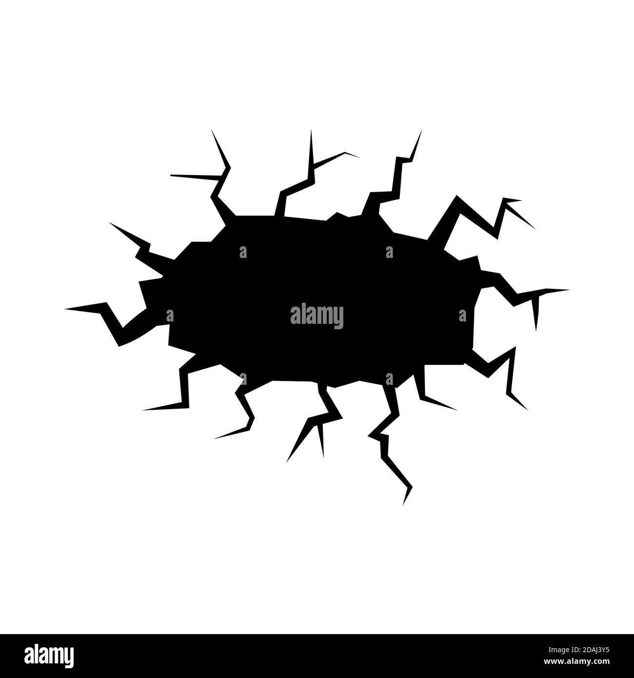 Cracked hole silhouette black color vector illustration Stock Vector
