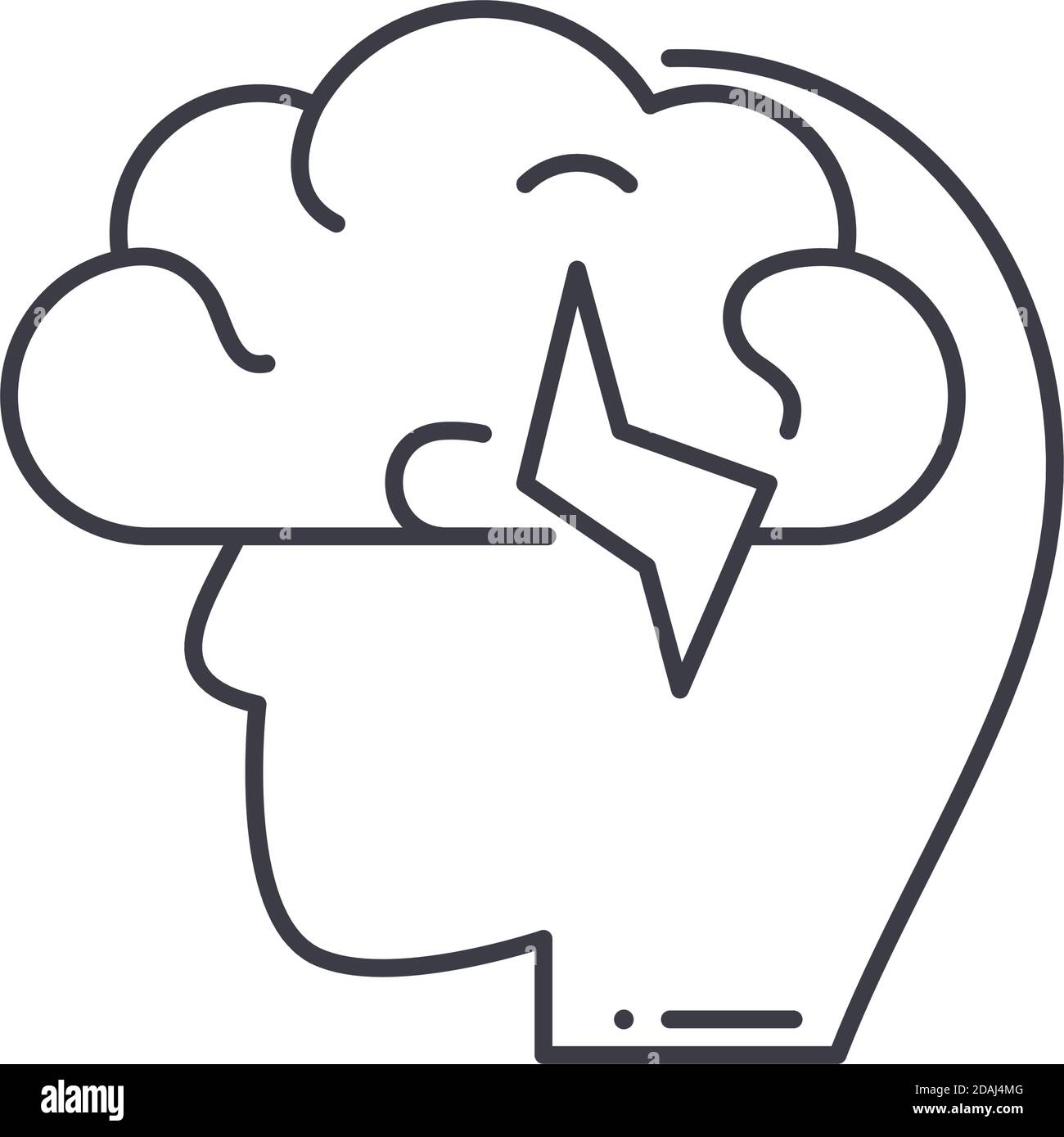 Brainstorming insight icon, linear isolated illustration, thin line ...