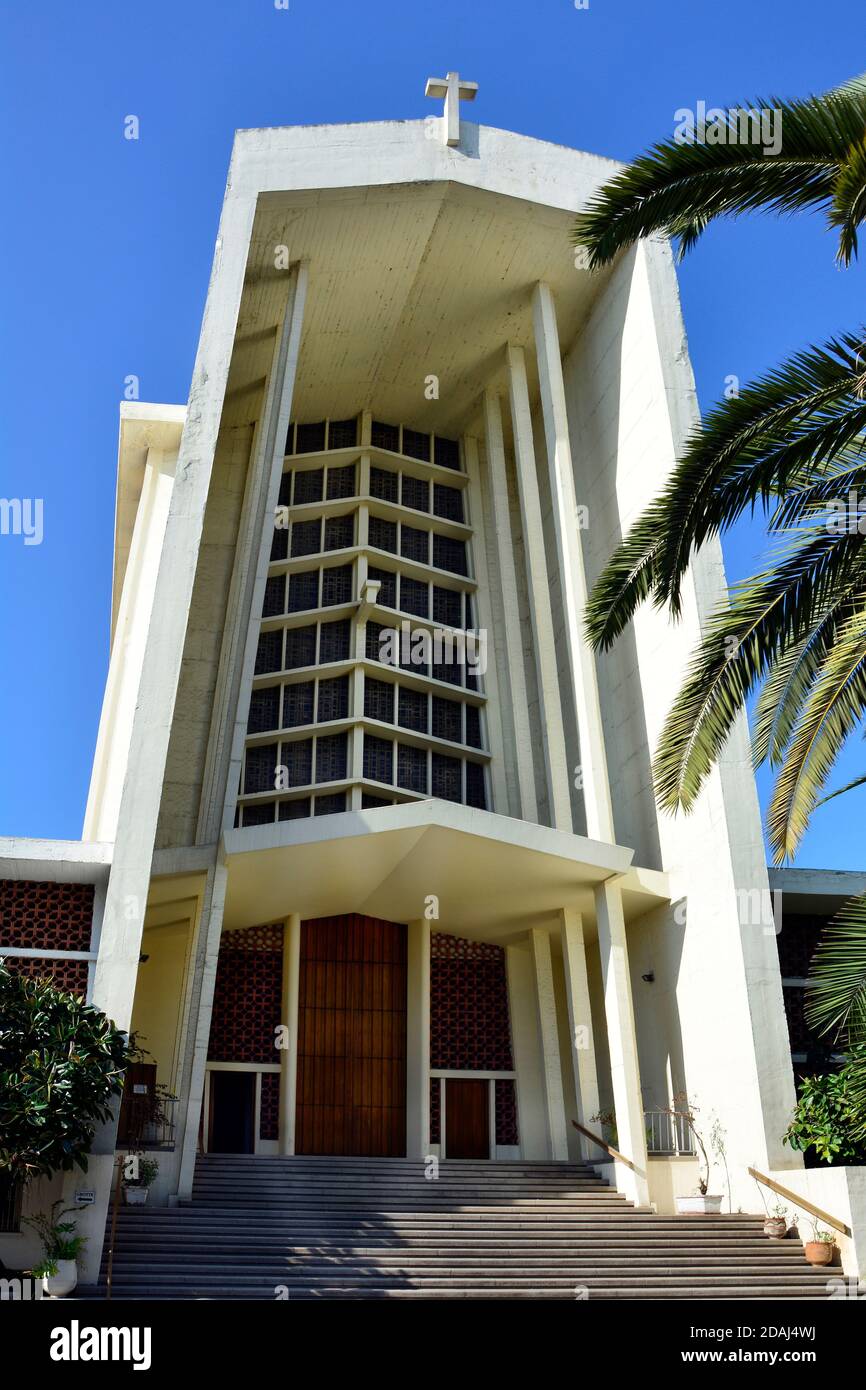 Morocco, catholic church Notre Dame de Lourdes in Casablanca, a country with a predominantly muslim population Stock Photo