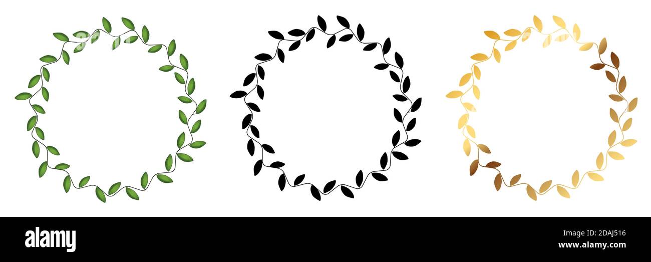 Laurel wreath Collection set isolated on white background. Vector Illustration Stock Vector