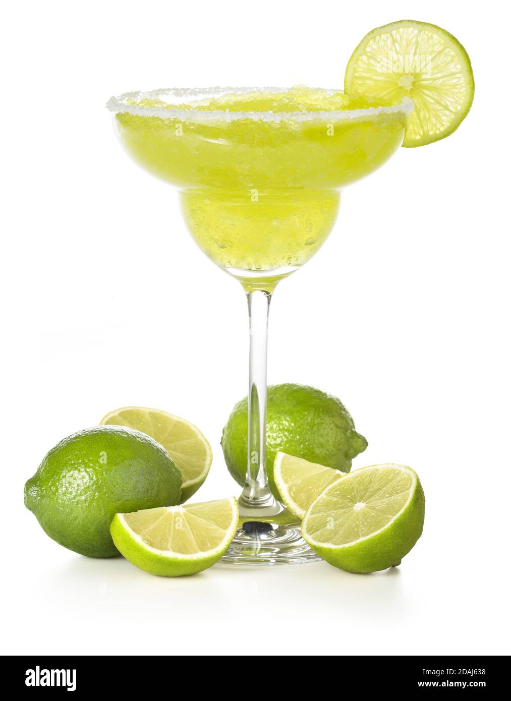 classic margarita cocktail and lime isolated on white Stock Photo
