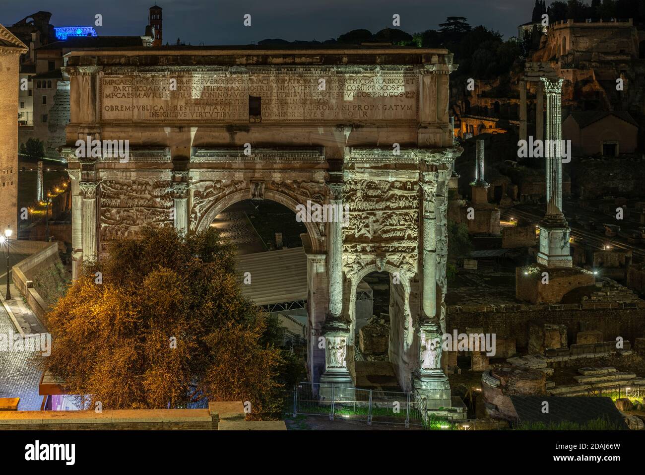 Ruins of the Arch of Septimius Severus, Roman Forum. Rome, Lazio, Italy, Europe Stock Photo