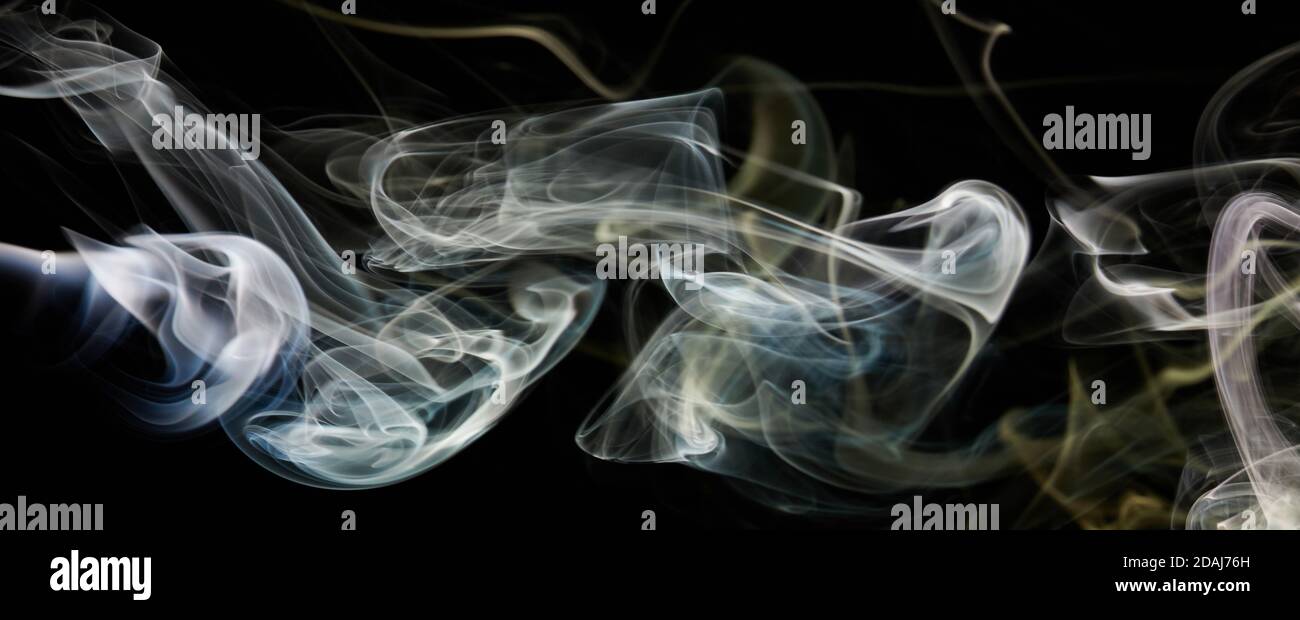 Line Color Smoke Transparent smoke line curve on black isolated background. Colorful ...