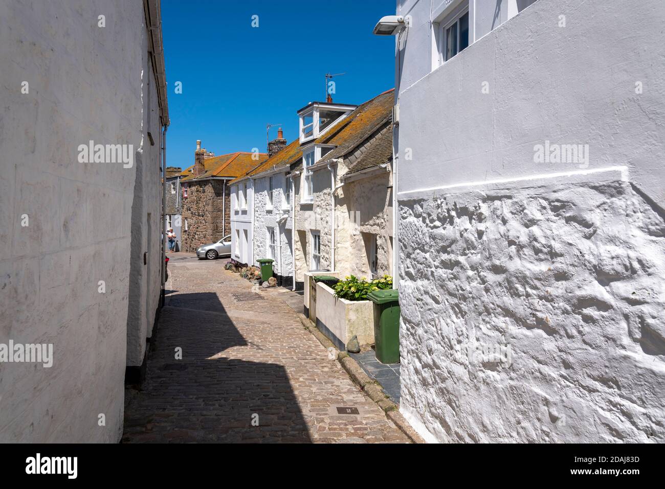 Narrow street in St Ives, Cornwall, UK Stock Photo