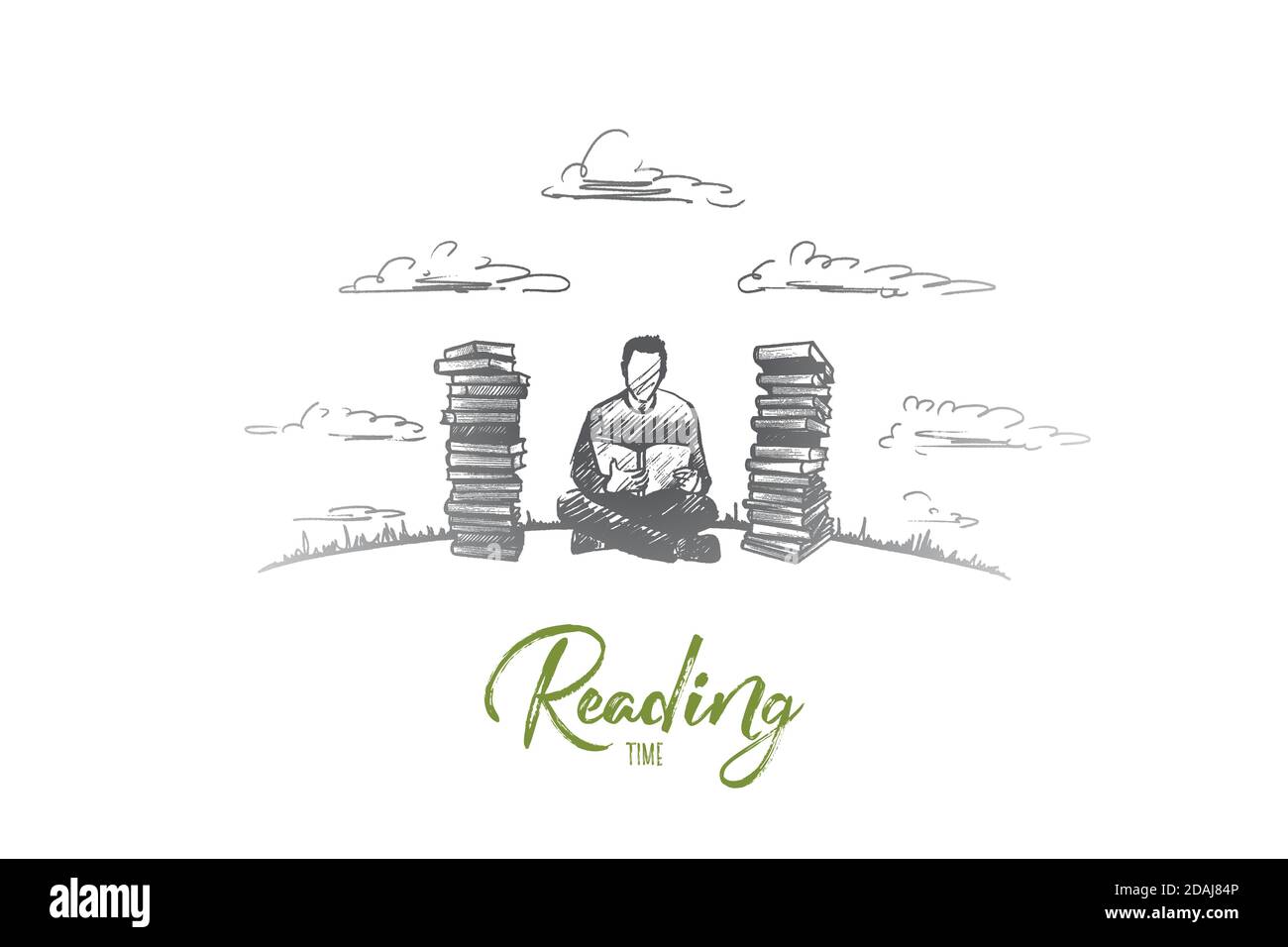 Reading time concept. Hand drawn isolated vector Stock Vector Image